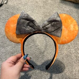 Disney Orange Mouse Ear Headband with Gray Bow